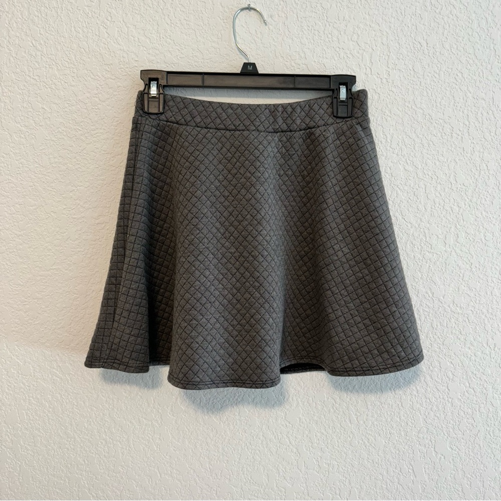 Joe B Grey Quilted Mini Skater Skirt